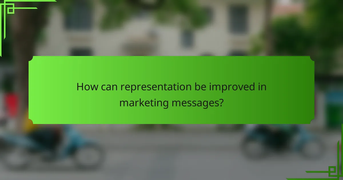 How can representation be improved in marketing messages?