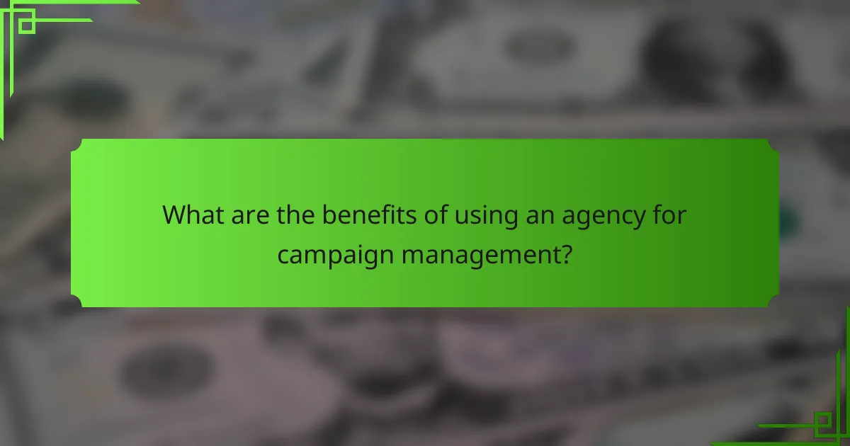 What are the benefits of using an agency for campaign management?