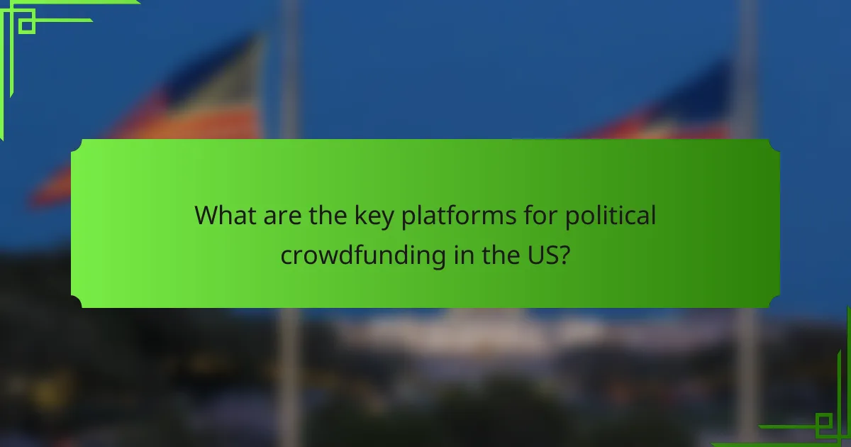 What are the key platforms for political crowdfunding in the US?