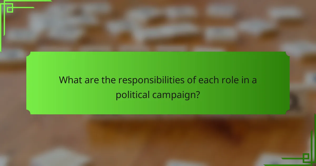 What are the responsibilities of each role in a political campaign?